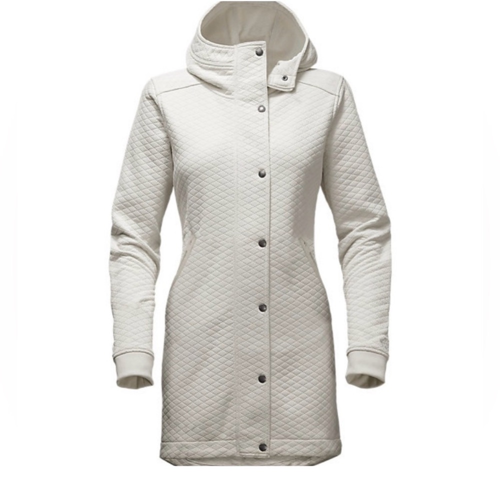 The North Face Recover-Up Quilted Ivory White Jacket Coat Large Hiking Cruise